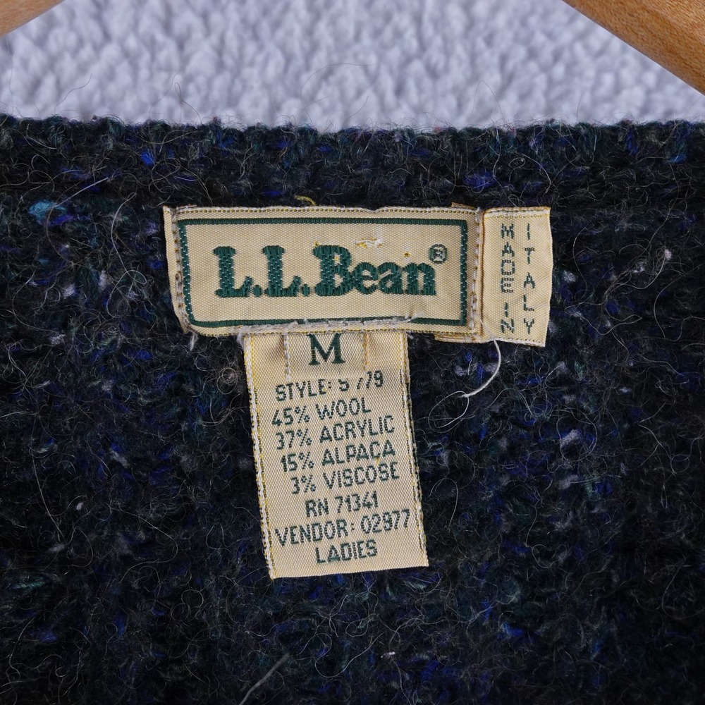 Vintage LL Bean Alpaca Wool Blend Cardigan Sweater Made in Italy Charcoal Grey M - Picture 3 of 7
